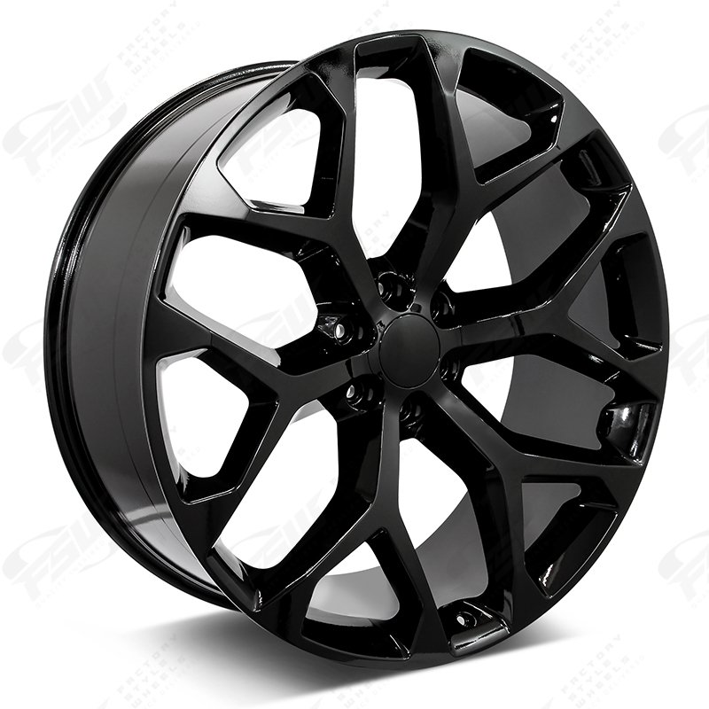 20X9 | 24 | F044 Gloss Black | Snowflake Style | 6x139.7 - Factory